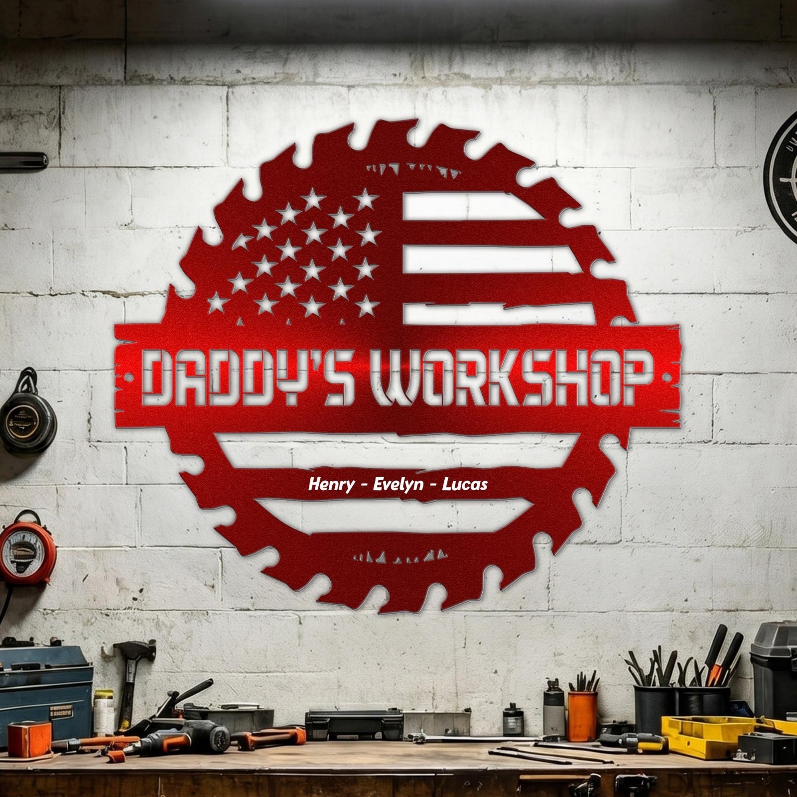 Custom Daddys Garage Metal Sign Personalized Fathers Day Gift Mechanic Decor