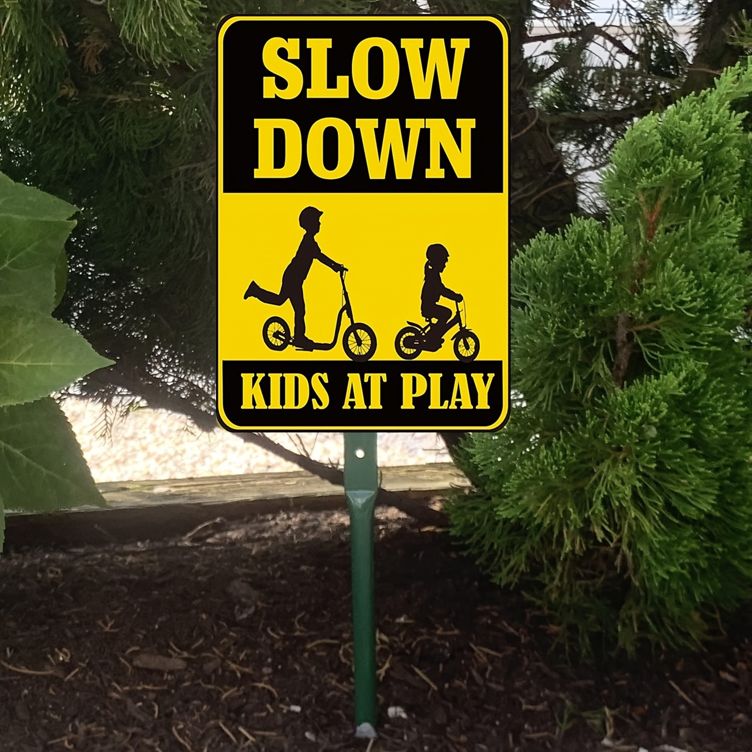 Slow Down Kids At Play Metal Sign Outdoor Safety Warning Decor for Yard Driveway