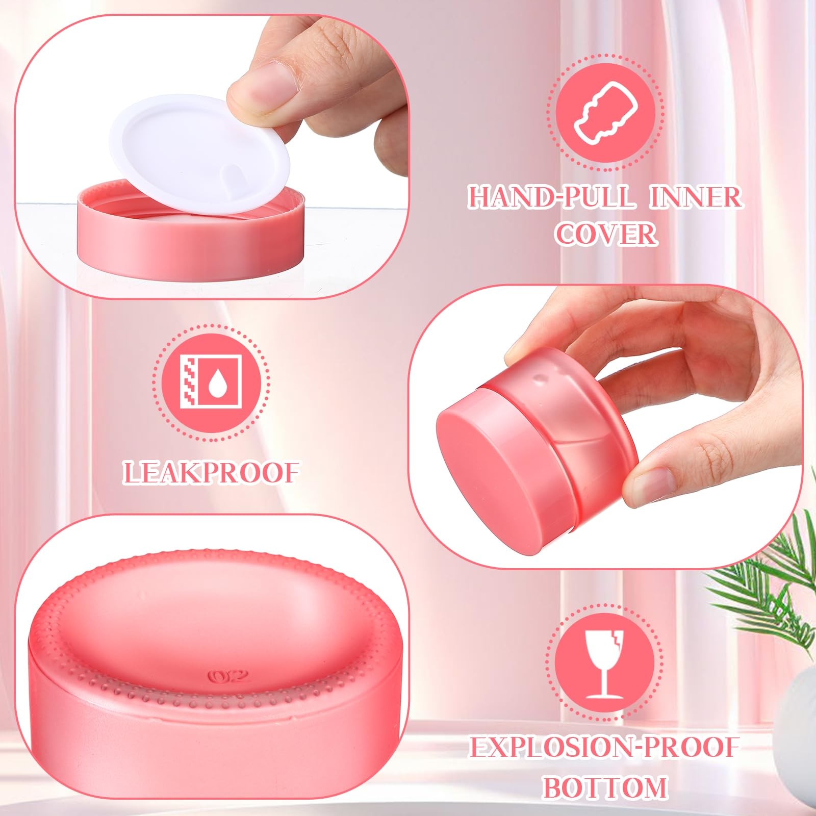 Domensi 100 Pcs 1 Oz Glass Jars Lids Bulk Round Glass Cosmetic Jars For Diy Lip