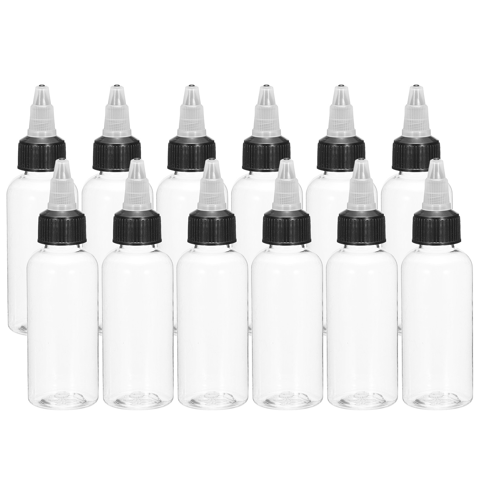 12Pcs 2oz/60ml Squeeze Bottles Clear Dispensing Bottles with Cap