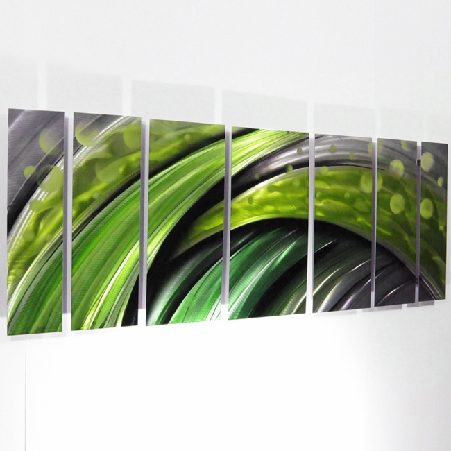 Modern Contemporary Abstract Metal Wall Art Sculpture Green Painting Large Decor