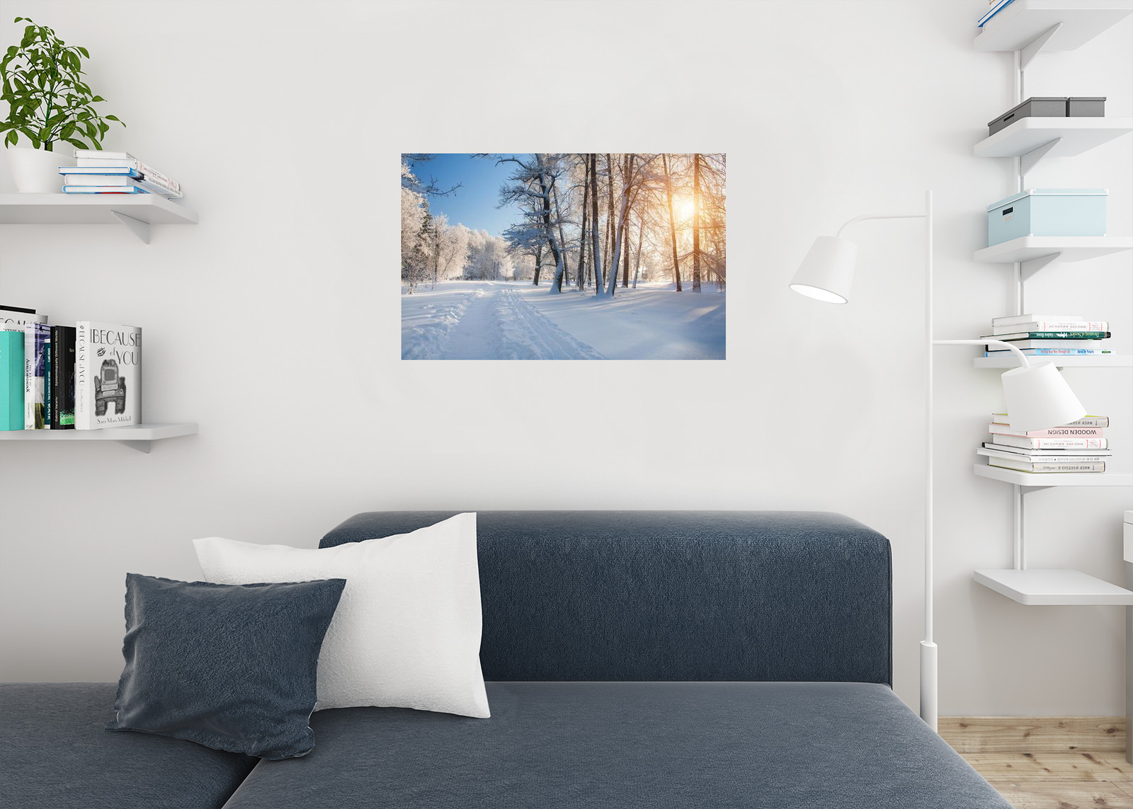 Winter Park Forest Trees In Snow Sunrise Landscape Photo Poster 36×24