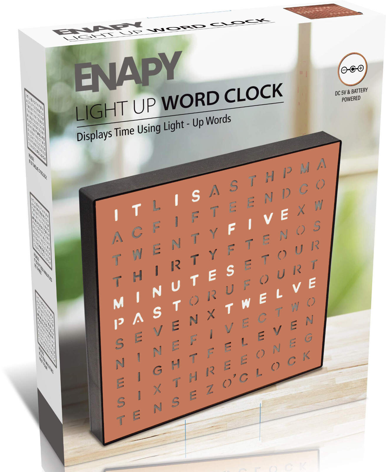 LED Word Desk Clock-7.8″ X 7.8″ X 2″- Powered by USB Cable -A Unique Gift Item