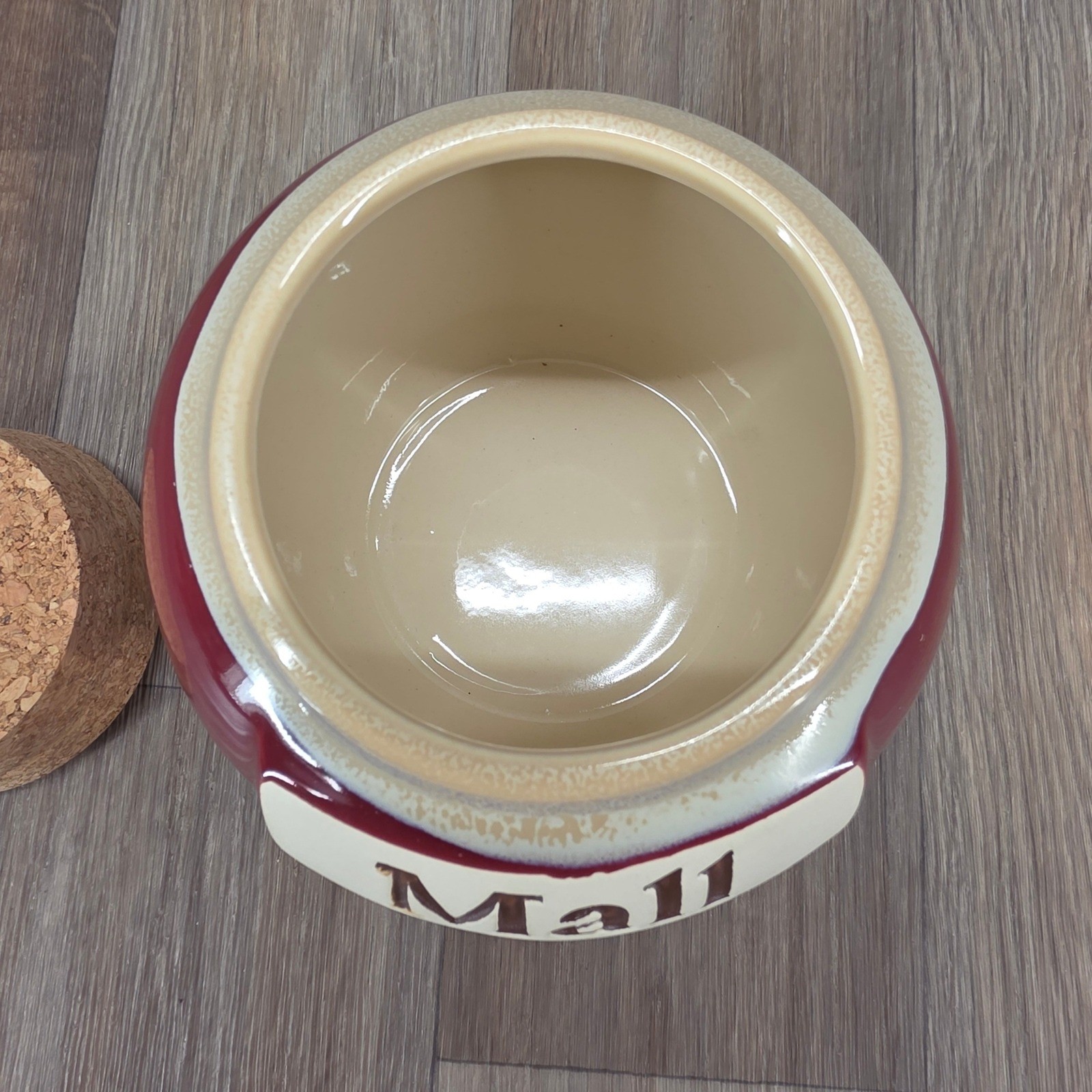 Novelty Mall Money Ceramic Piggy Bank Coin Holder Jar with Cork Stopper Burgandy