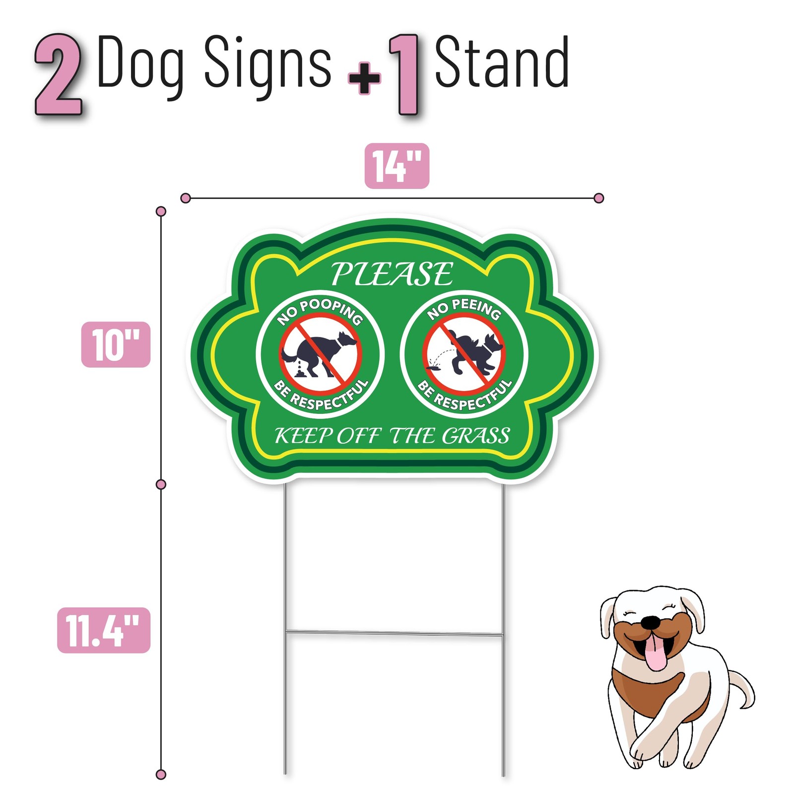 No Peeing and No Pooping Dog Sign, 2 Pack with 1 Metal Stake, DoubleSided, W…