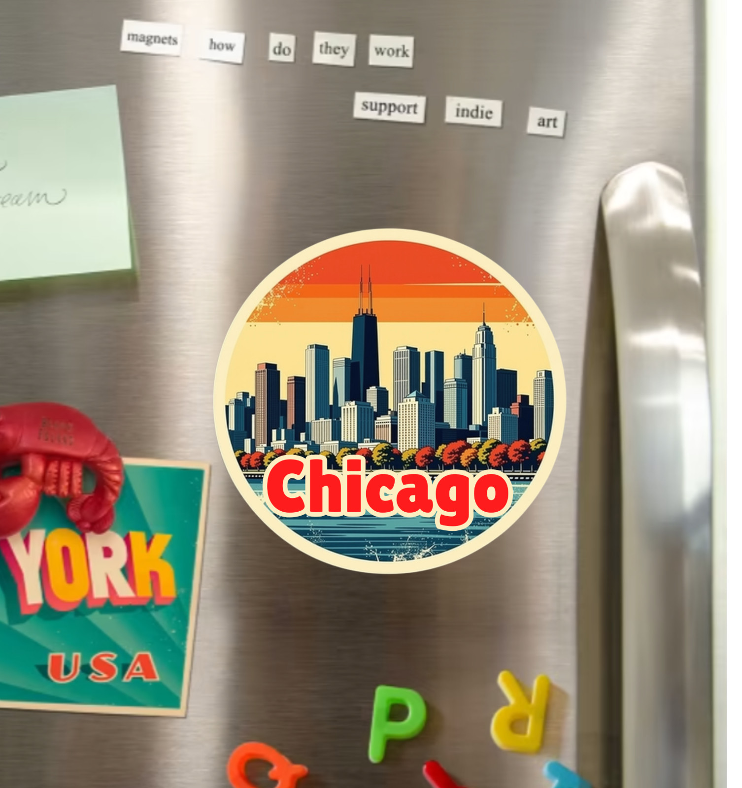 Chicago Illinois Windy City Fridge Magnet or Laptop Sticker