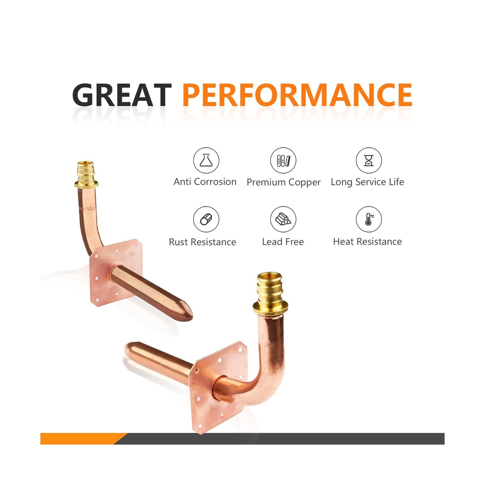 50-Pack HeSun 1/2 Inch Pex-A Expansion Copper Stub Out Elbow, 6″-Length PEX S…