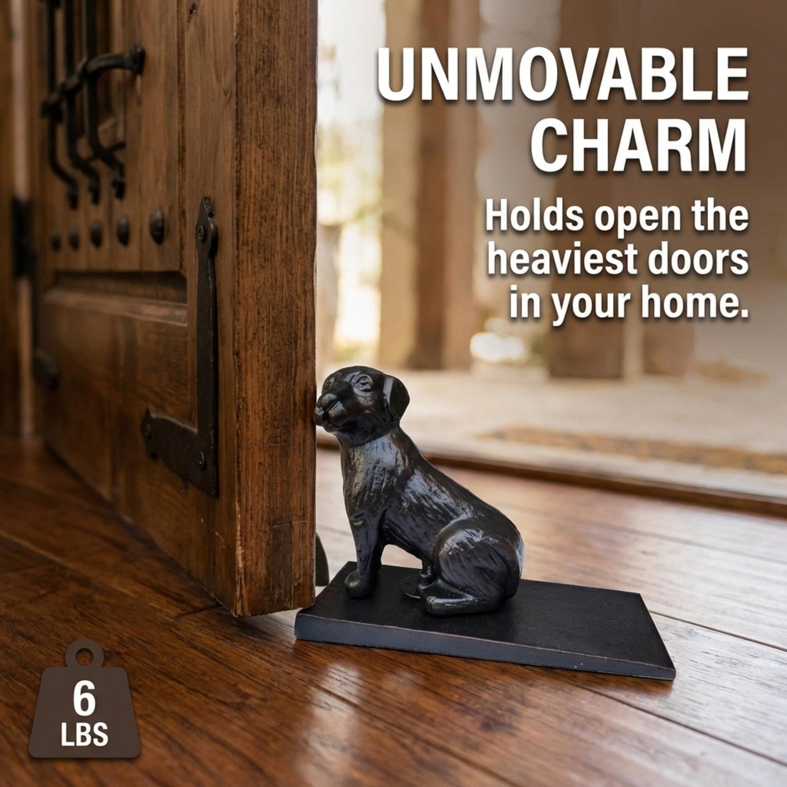 Cast Iron Dog Door Stopper 6 Lbs 6″ Height x 8″ Length x 3″ Width – Decorative