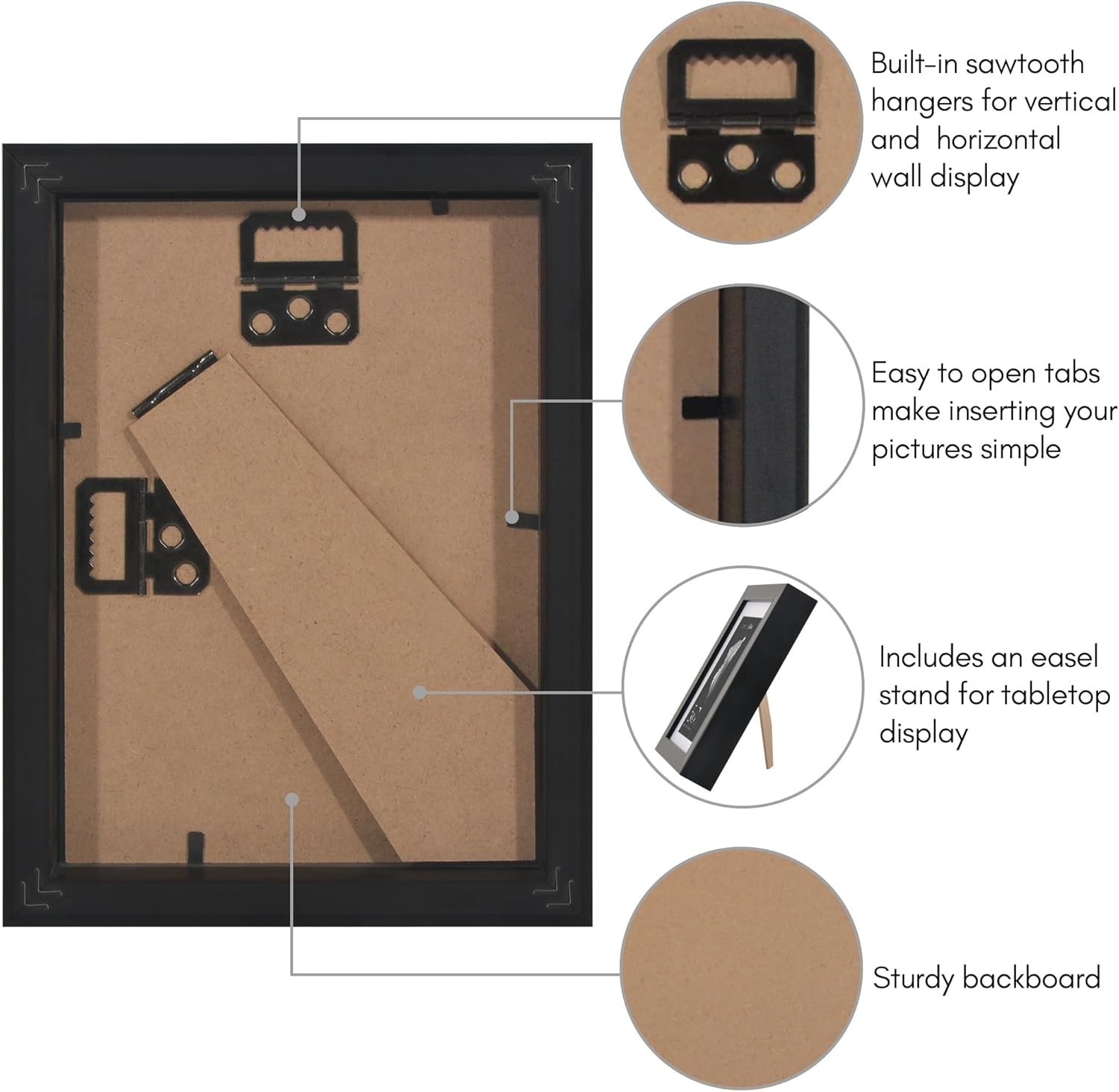 5×7 Picture Frame with Shatter-Resistant Glass – Use as 4×6 Frame with Mat