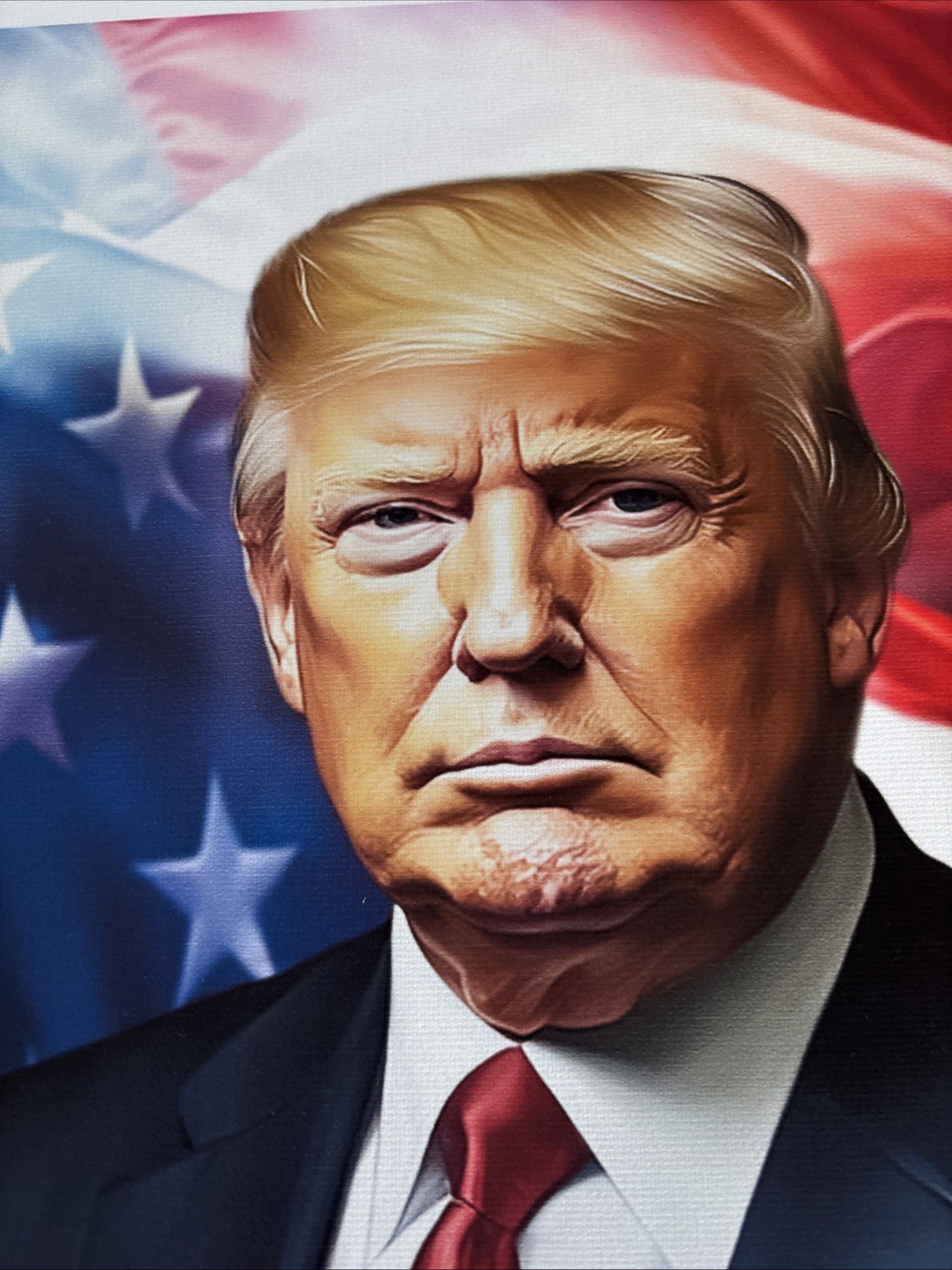 Donald Trump Patriotic Art Print 19×13 USA Flag Textured Canvas Paper