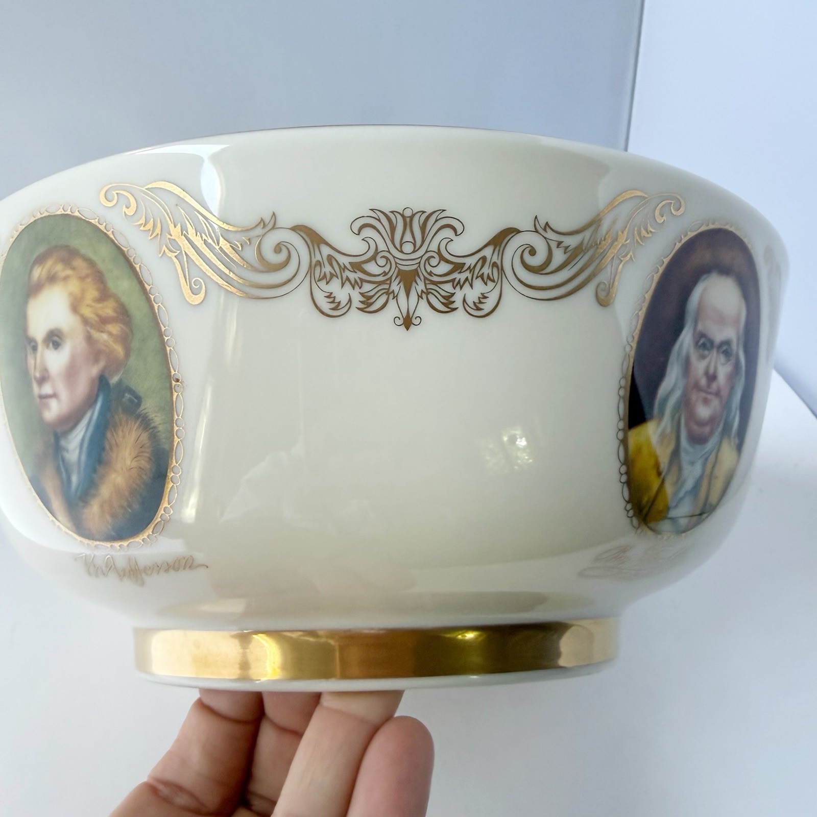 Vintage Lenox United States Patriots Portraits Gilt Rim Decorative Bowl