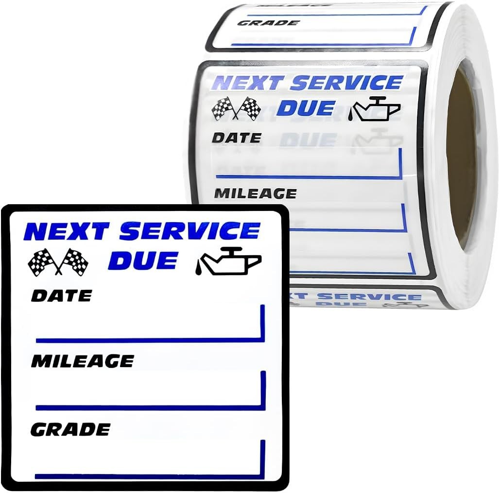 300 Pcs 2×2 Inch Oil Change Stickers Auto Windshield Service Reminder