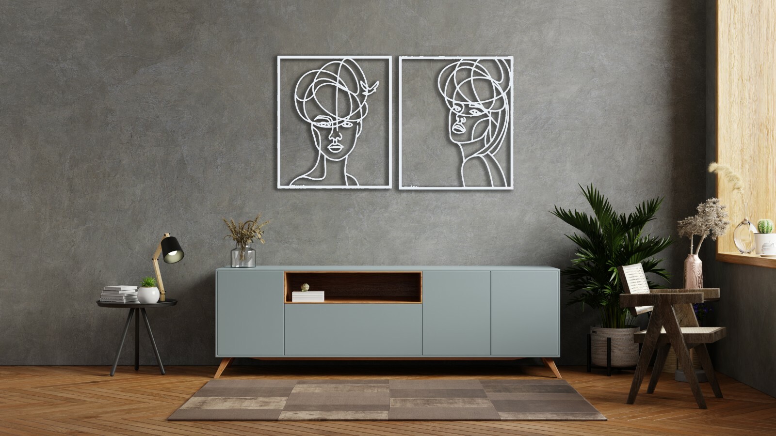 Metal Sexy Line Two Women Decor,Face Wall Art,Family,Tree Passion,Gift,Room,Home