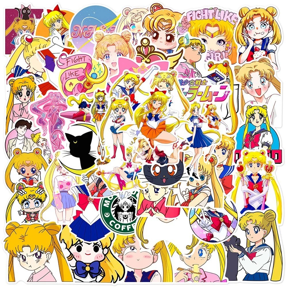 50pcs Kawaii Sailor Moon Anime Stickers – Cute DIY Phone & Diary Decals