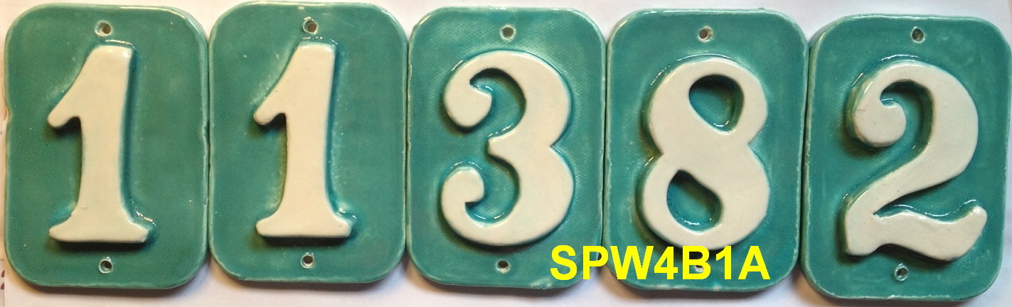 Custom Tile House Post numbers. 80 glaze options free shipping. Applewood Pot.
