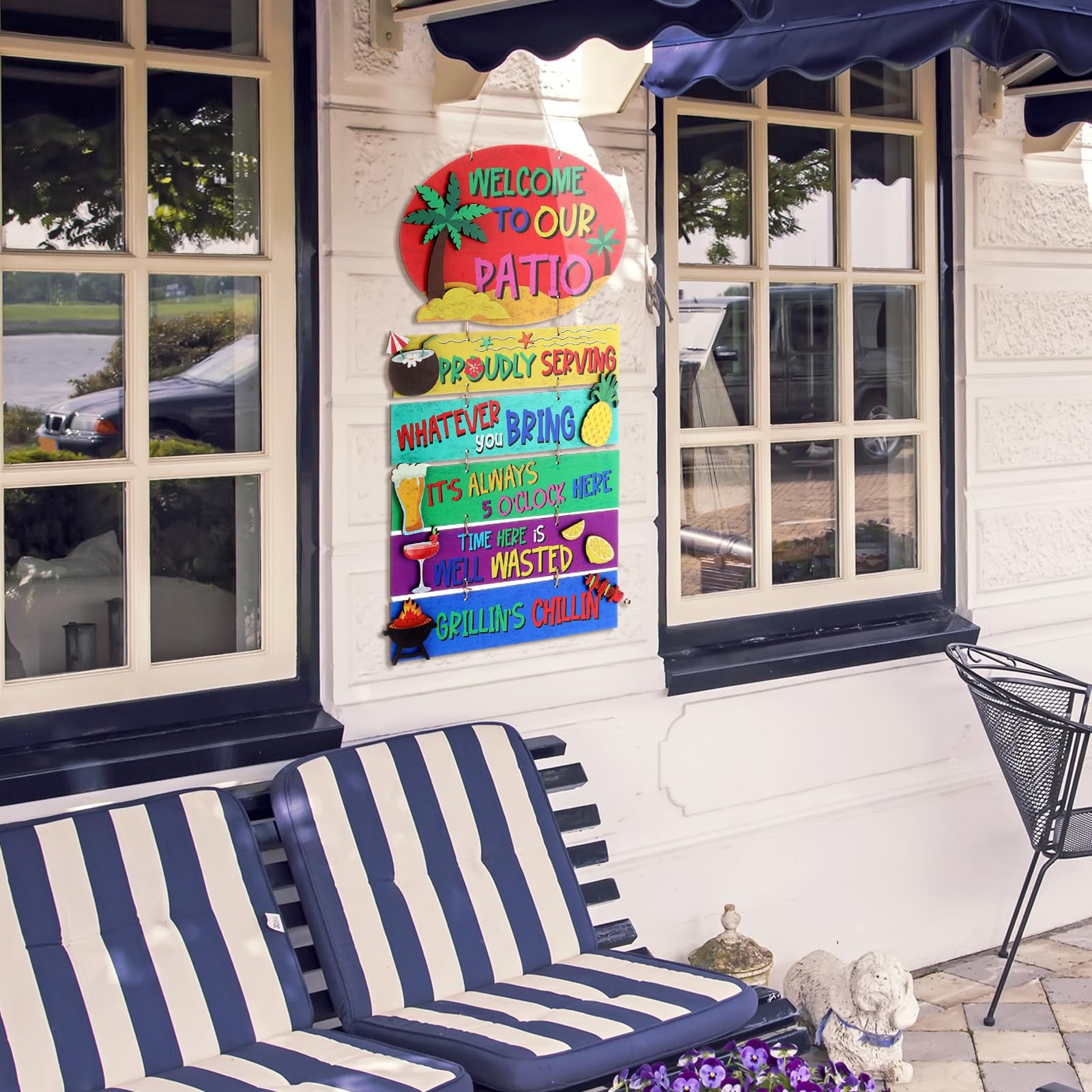 Large Welcome to Our Patio Sign Outdoor 26 x 13 Inch DIY Wooden Patio Decor J…