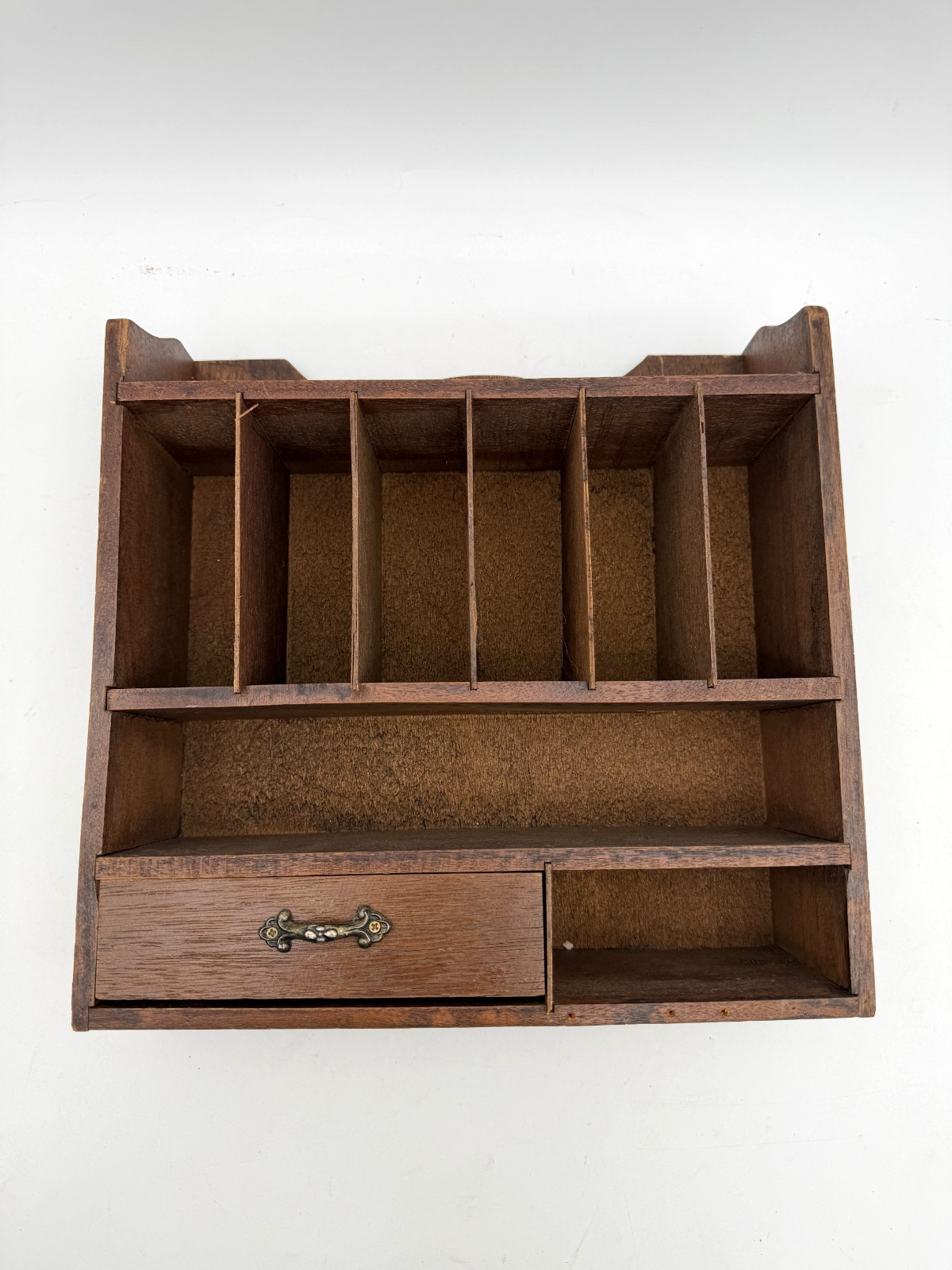 Wood Organizer Shelves Drawer VTG Wall Hanging Mail Letter Holder