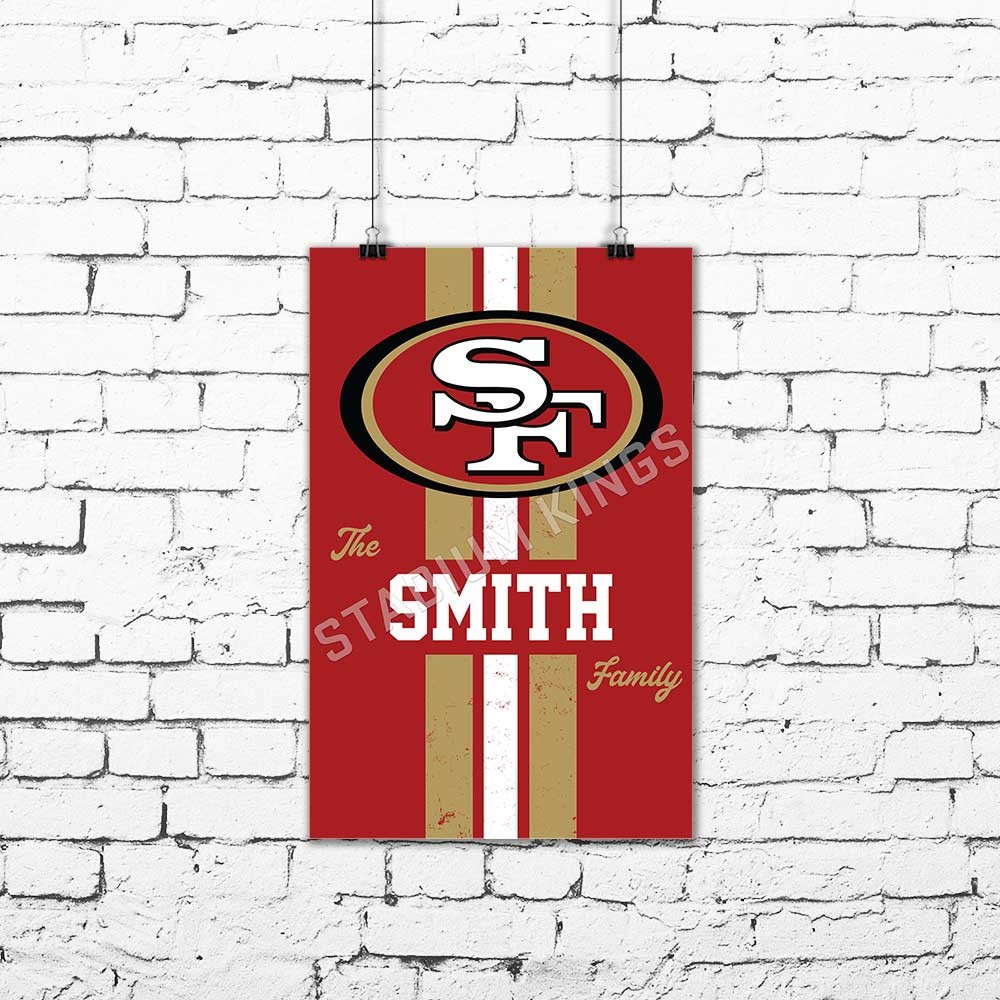 Personalized San Francisco 49ers Family Name Football Poster Print- 11×17 inches