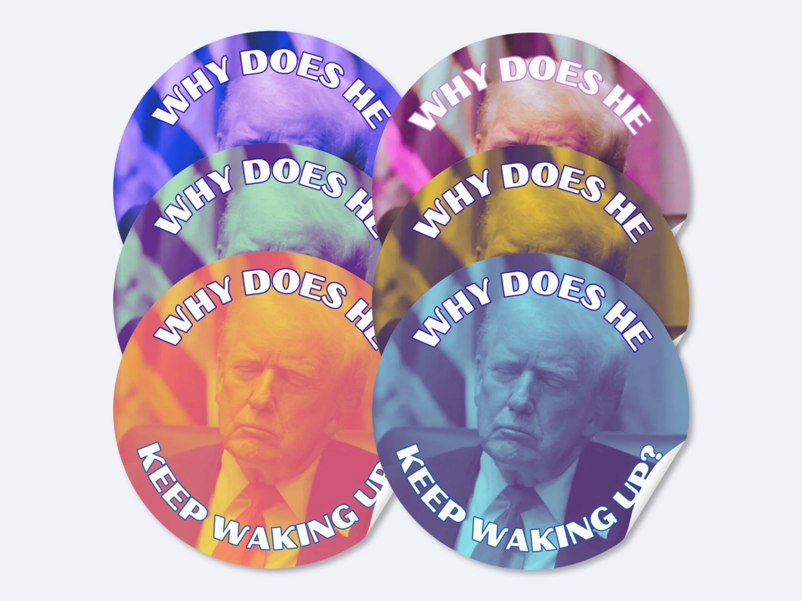 Sleepy Trump Stickers 50 Pack Waterproof Political Satire Decals Assorted 1.5″