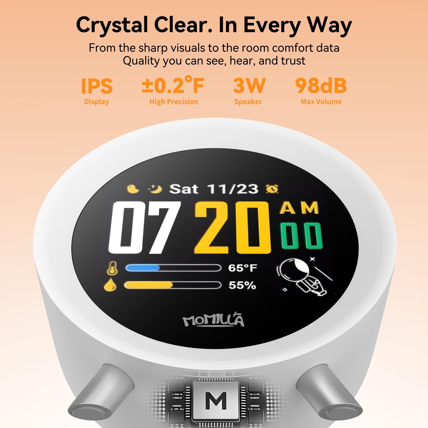 Alarm Clock for Heavy Sleepers Adults, Colorful Screen Temperature, Loud 7-Da…
