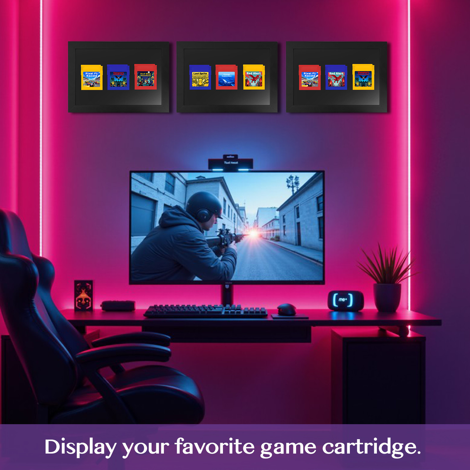Game Frame for Gameboy Color Cartridges, Solid Wood Display