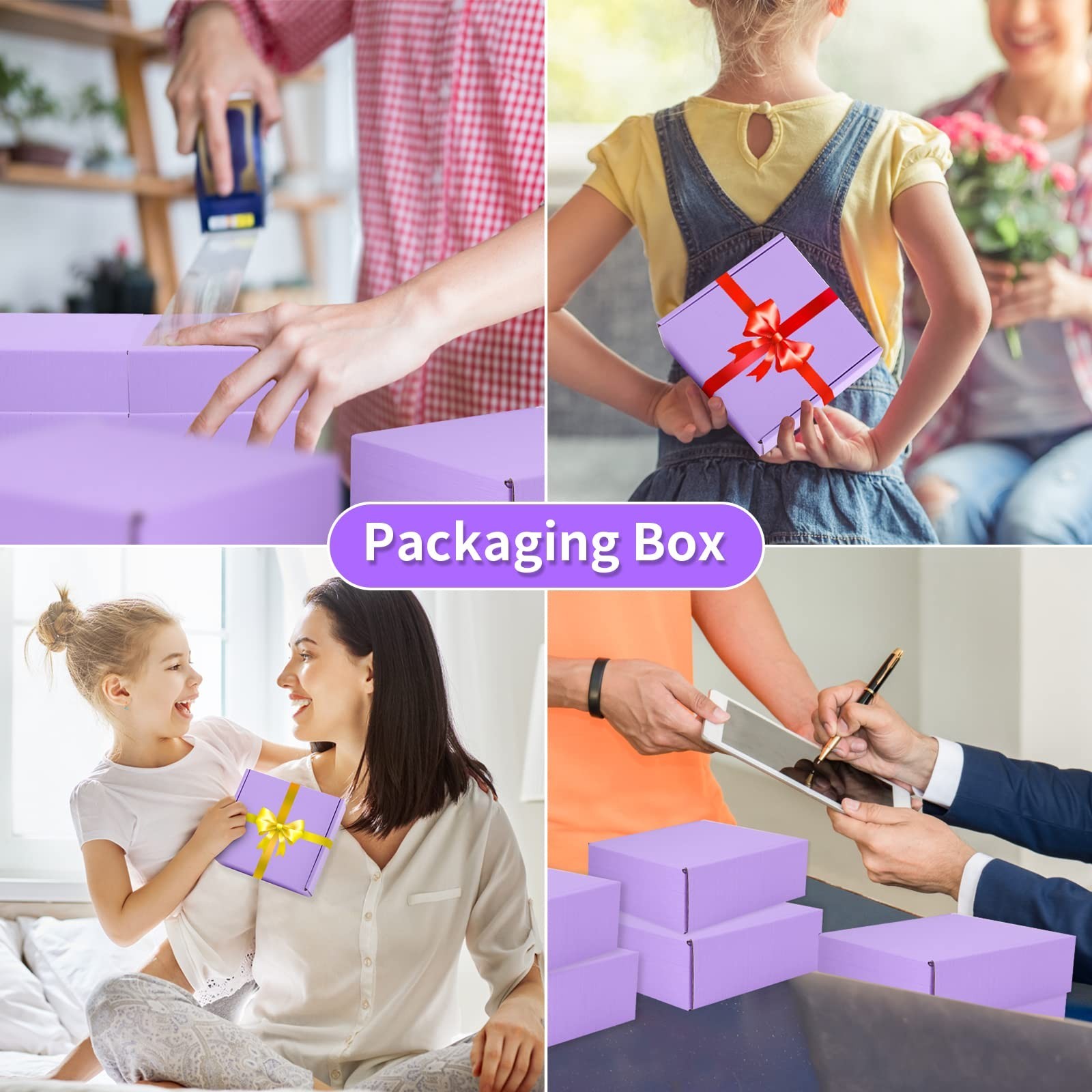 25 Pack Small Shipping Boxes Purple Corrugated Cardboard Box 7x5x4 inches，