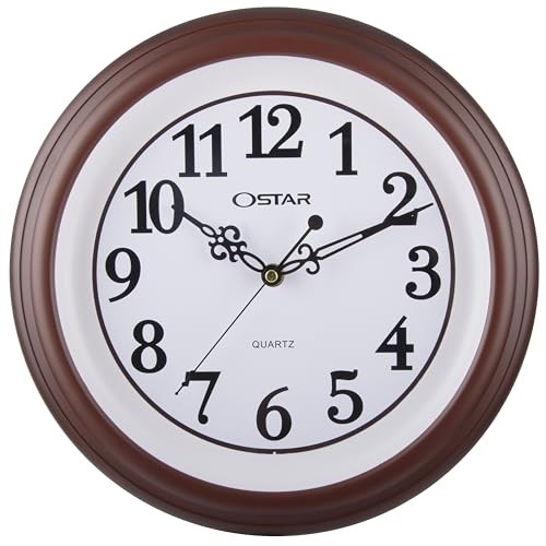 Silent Rustic Wall Clock, Battery Operated, Vintage 12 Inch Round Clock,