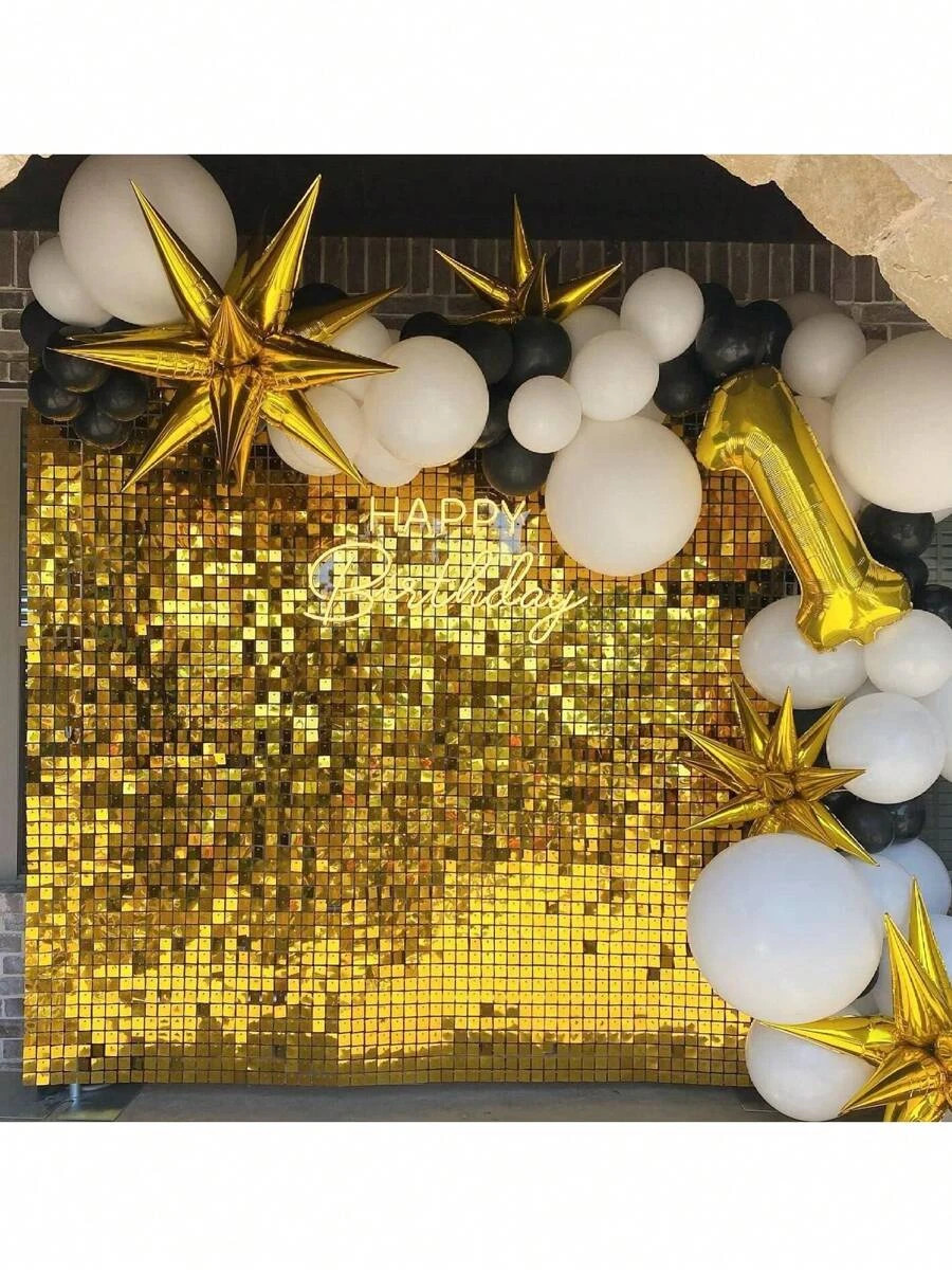 24/30pcs Shimmer Wall Backdrop Square Glitter Panels Birthday Wedding, Gold