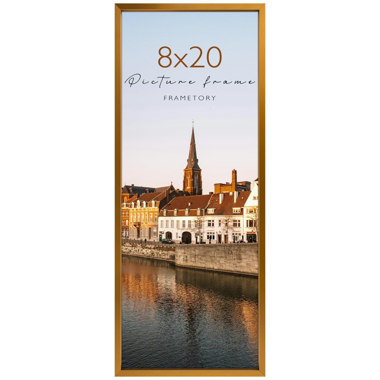 8×20 Bronze Aluminum Poster Frame for 20×8 Photo Real Glass Wall Mount Gallery