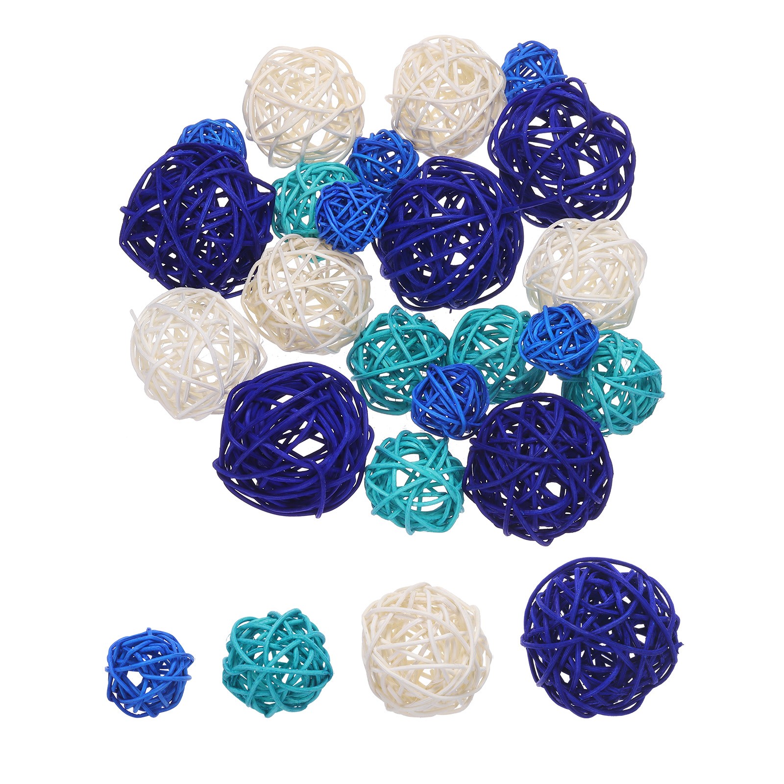 20 Pcs Rattan Decor 2.4/2/1.6/1.2″ Sapphire Blue/White/Sky Blue/Lake Blue