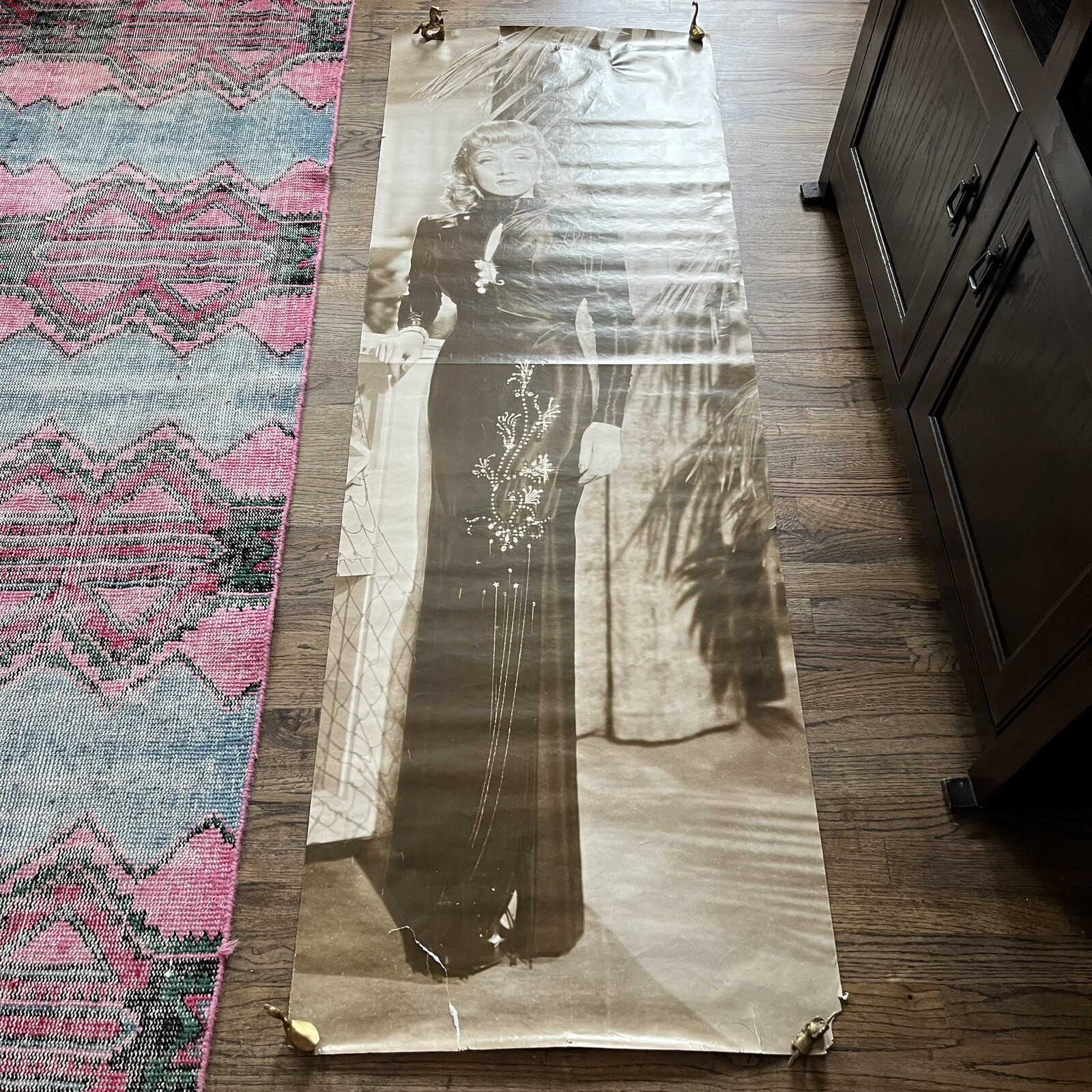 Rare 6ft Marlene Dietrich Full Length Paper Poster Black And White Used
