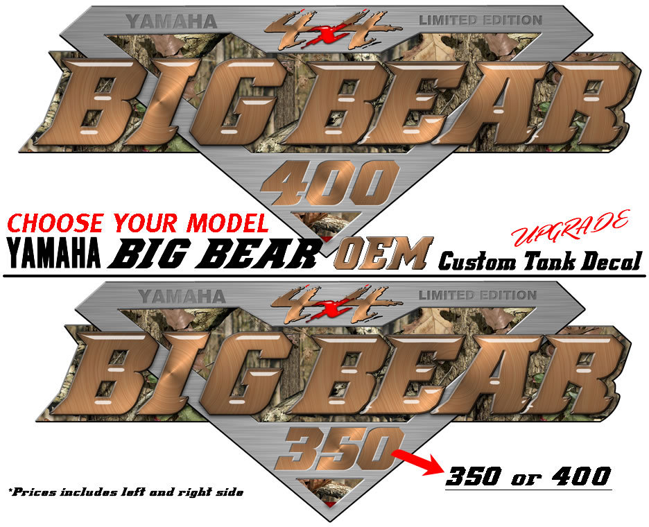 Yamaha BIG BEAR 4×4 2×4 350 400 OEM TANK Side Decal Graphic Sticker Plastic