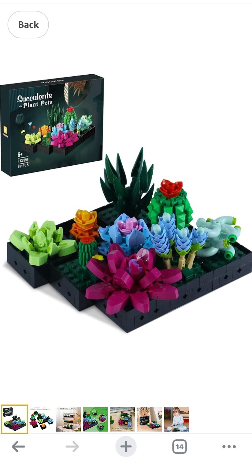 Succulent Flower Plant Bonsai Pots Botanical Building Set Gift Home Office Decor