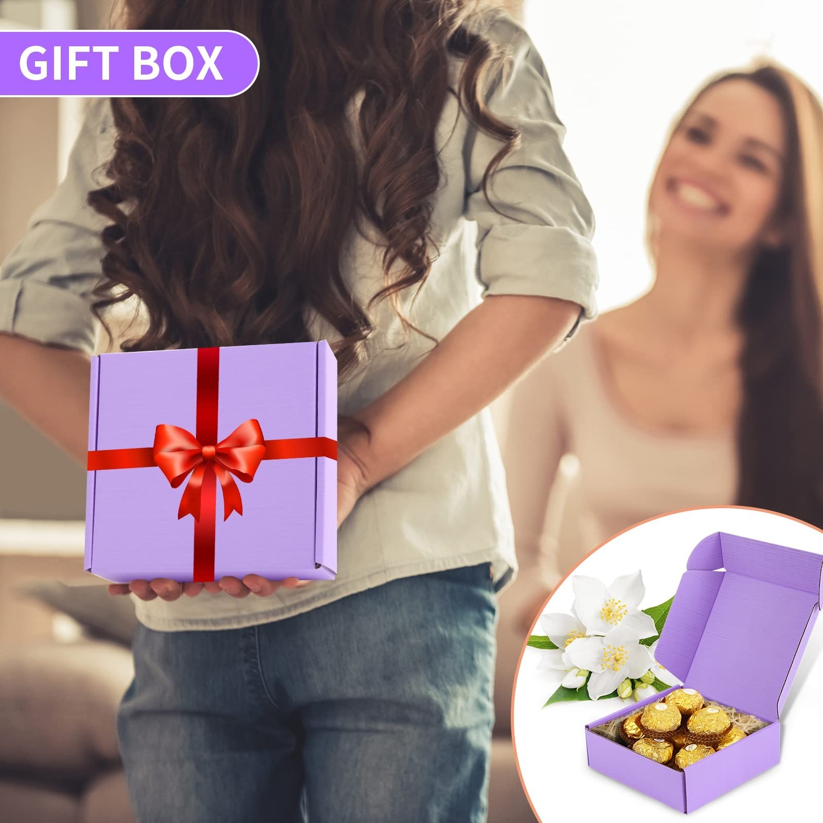 25 Pack Small Shipping Boxes Purple Corrugated Cardboard Box 7x5x4 inches，