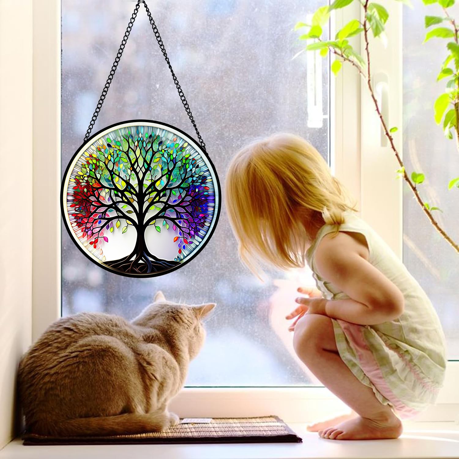 Tree of Life Stained Glass Suncatcher, Window Decor and Gift for All Occasions