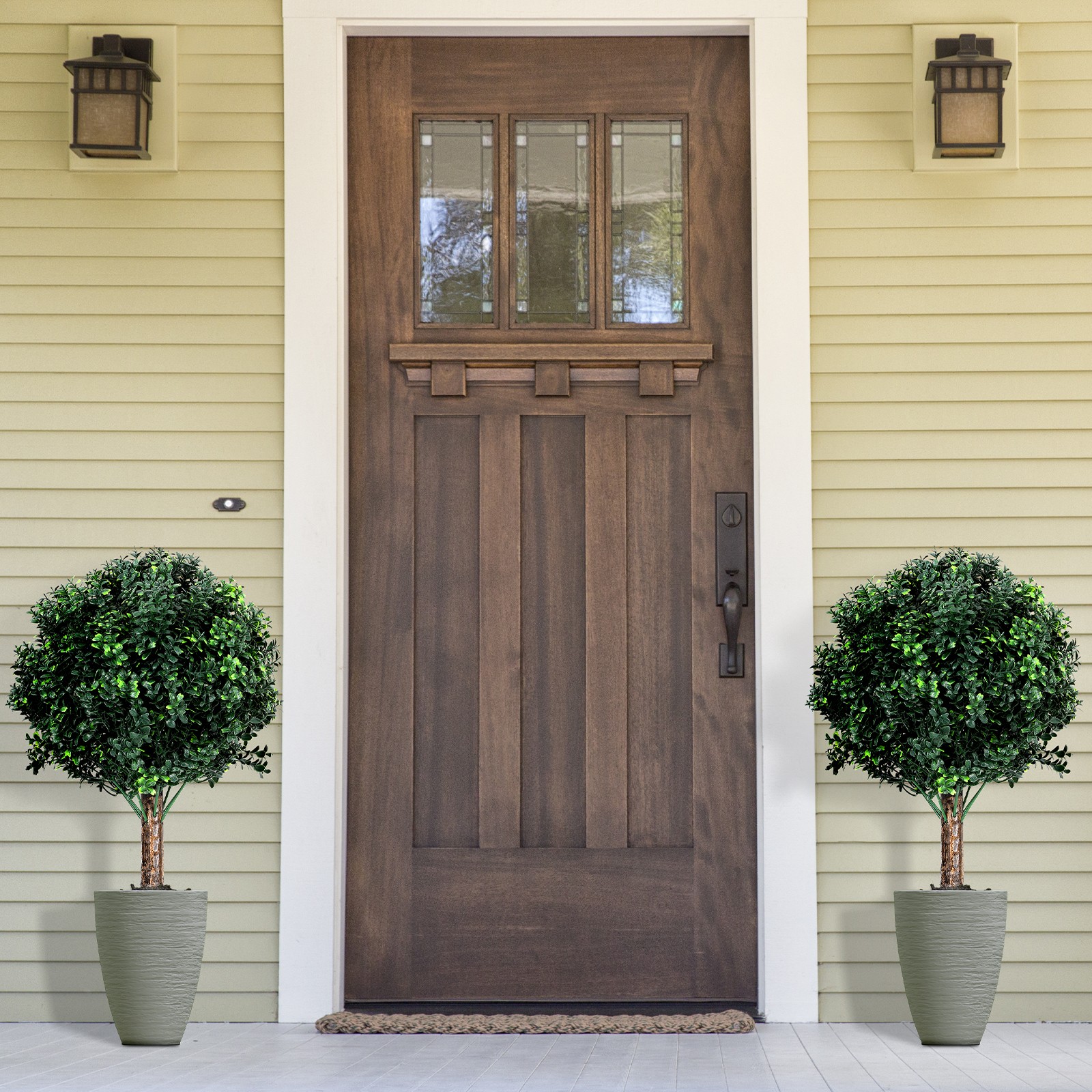 Set of 2 Outdoor Fake Bushes Plant w/Ground Spike,UV Resistant Artificial Plants