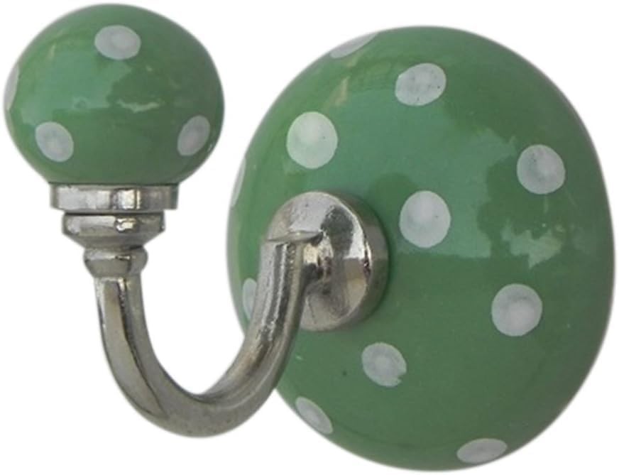 Round Ceramic Wall Hooks with Metal Hardware, Decorative Coat Hat Rack Key