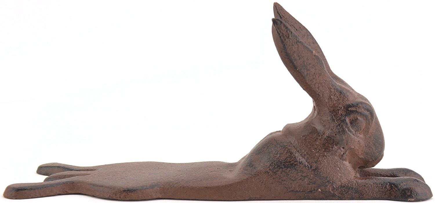 Upper Deck Cast Iron Rabbit Door Stop Wedge, Brown Rust Finish