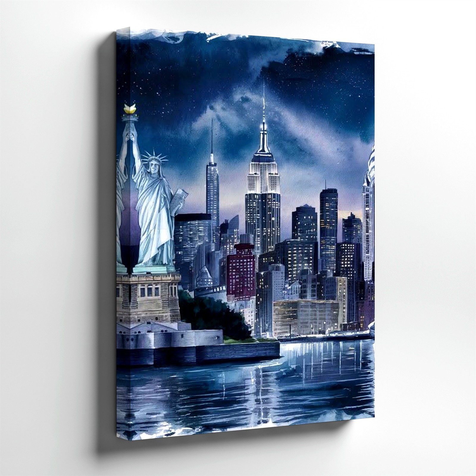 Wall Art New York City Skyline Statue of Liberty Nightscape Canvas Print Decor