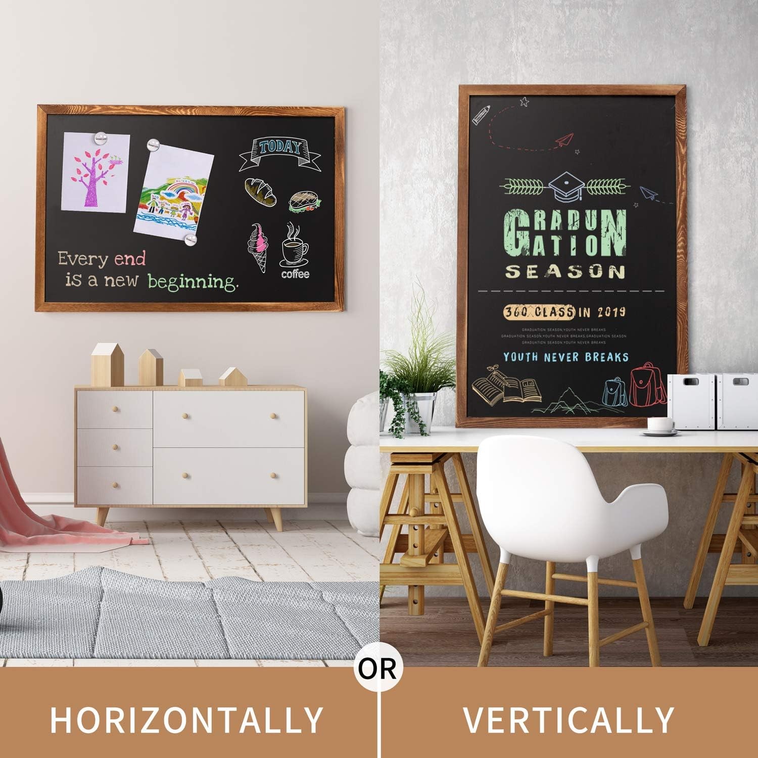 Magnetic Chalkboard Black Board 46″ x 32″ Extra Large Chalk Board for Wall Decor