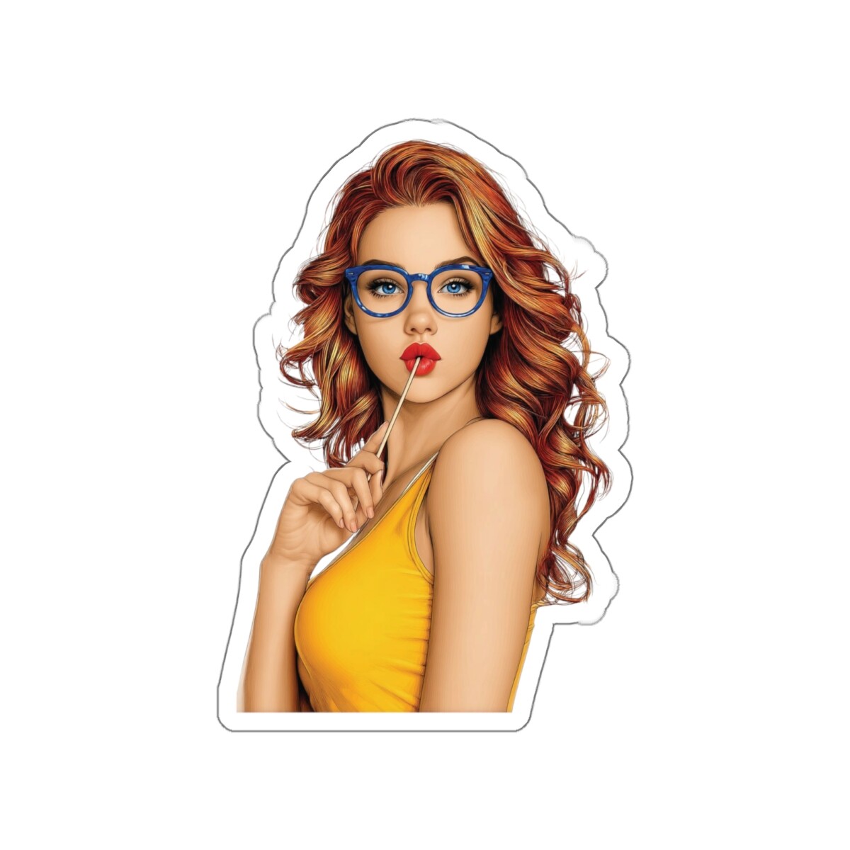 AvalgArt – Redhead Retro Vinyl Sticker – Die Cut Matte Art for Style & Decor