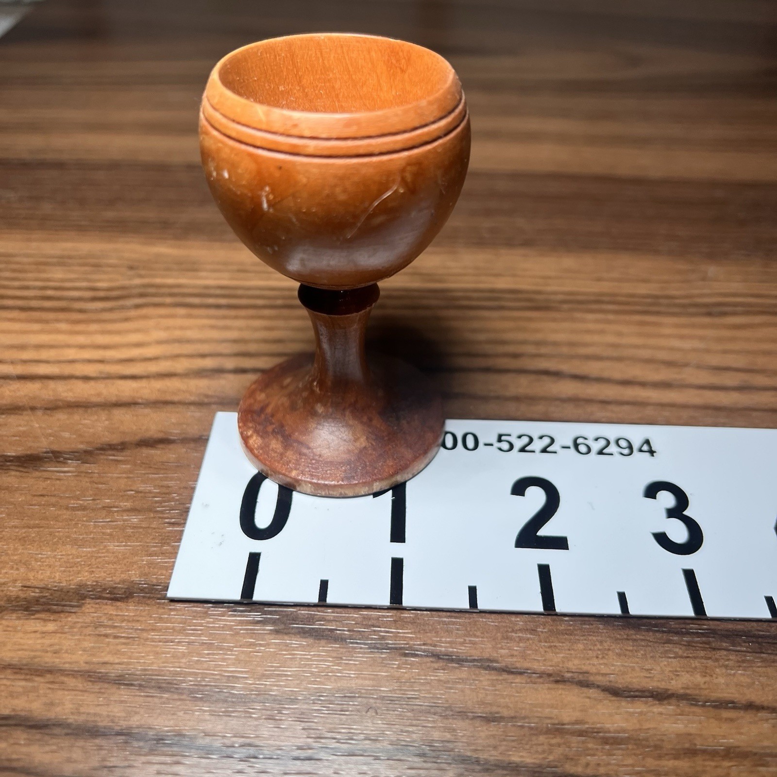 Wooden Goblet Wine Cup, Home Decor Art 2.5” in x 1” Church Miniature Vintage