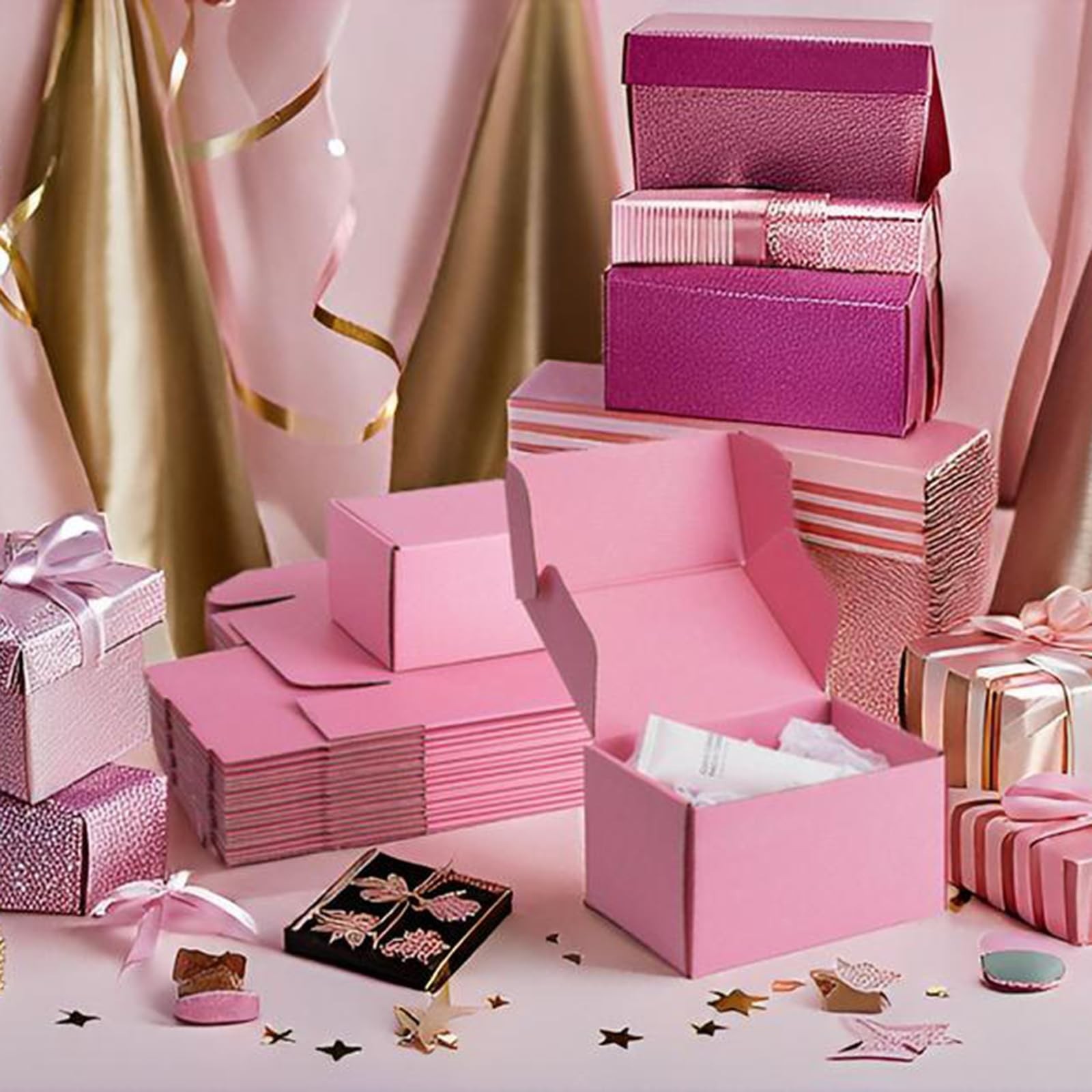 7x5x4 Pink Small Shipping Boxes – 25 Pack Corrugated Cardboard Mailer Boxes f…