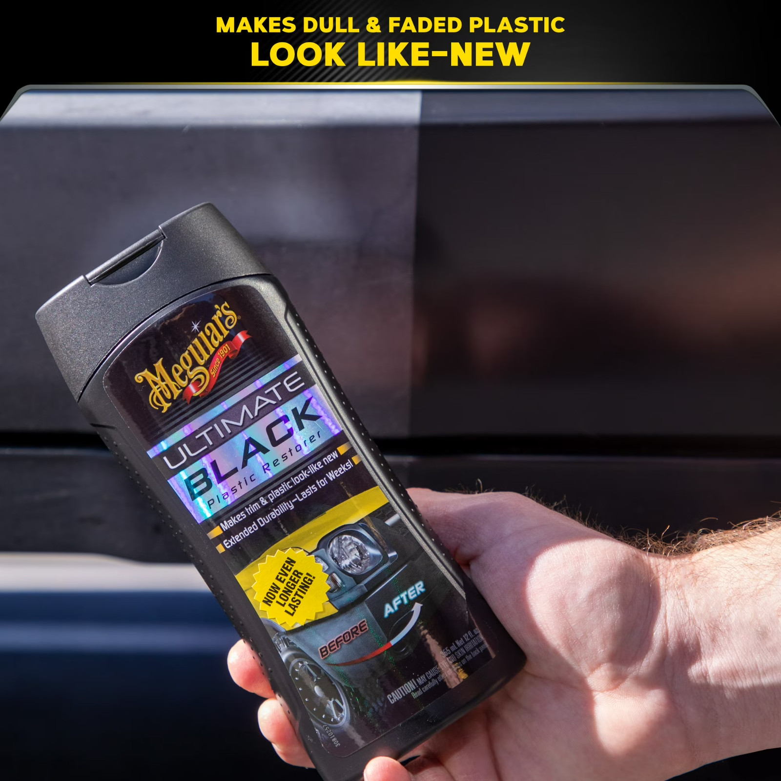 Meguiar’s Ultimate Black Plastic Restorer, Durable Car Restorer for 12 oz.