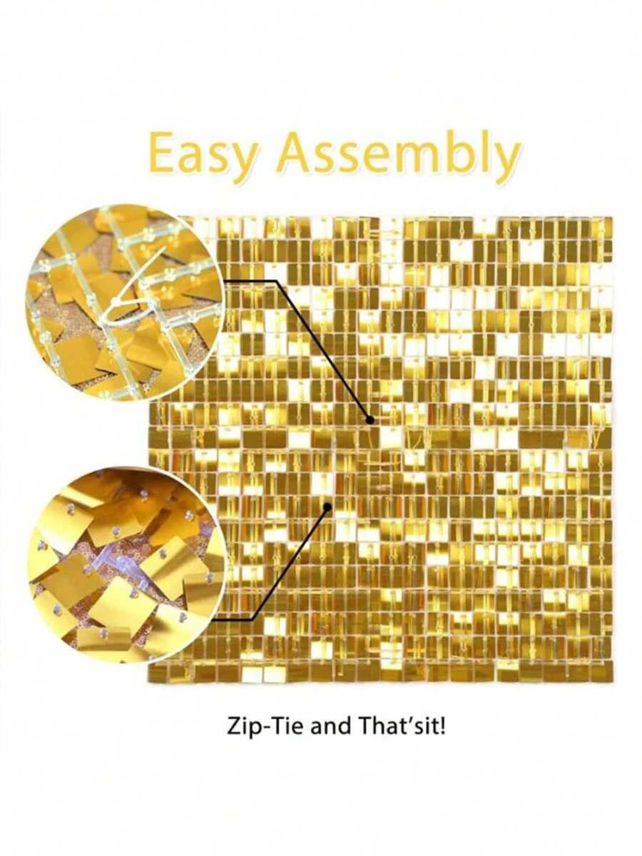 24/30pcs Shimmer Wall Backdrop Square Glitter Panels Birthday Wedding, Gold