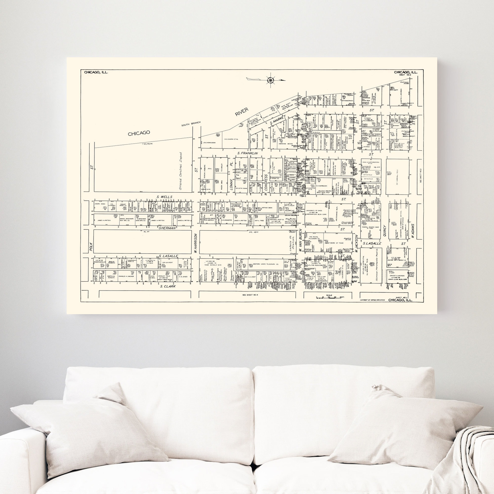 Old Map of Chicago, IL 1929 – Vintage Chicago Illinois Art