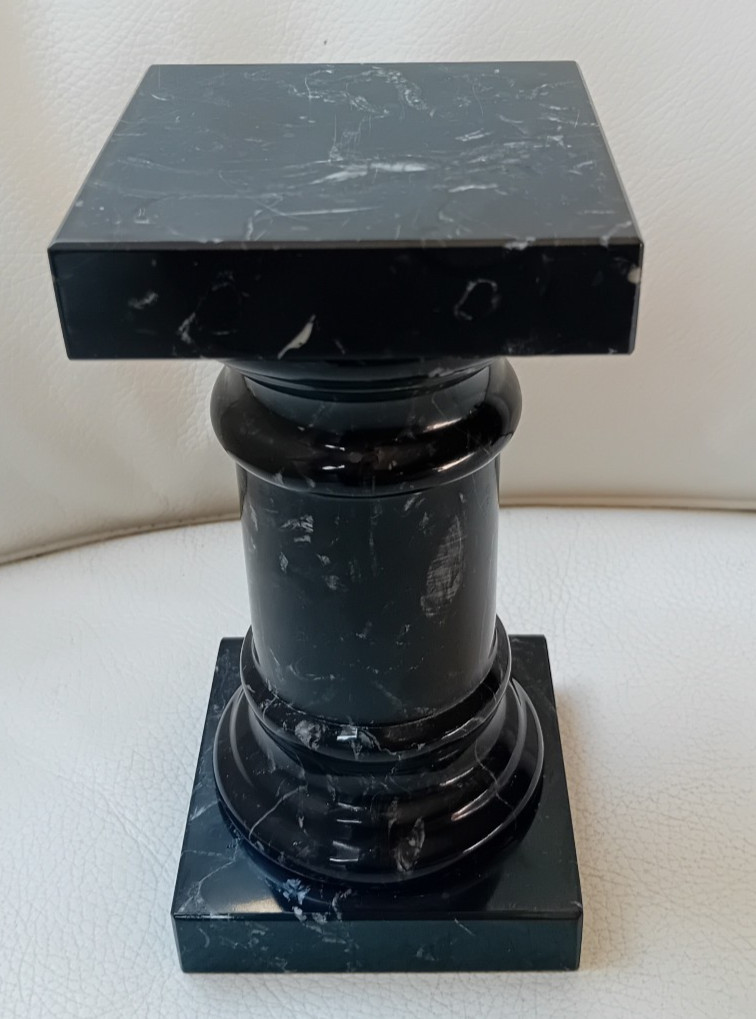 Portoro Italian Marble Column Black Marble Bookstop Column Doorstop H 17 cm