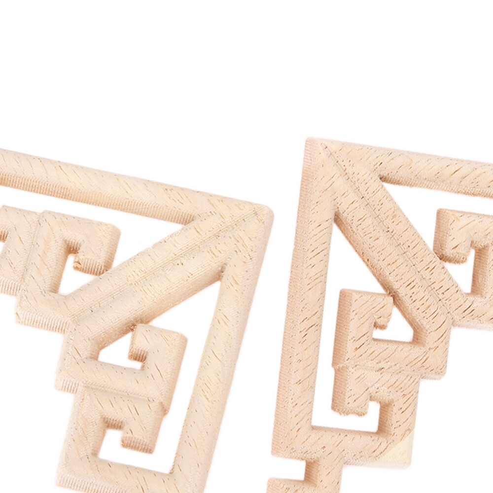 Wood Carved Appliques Onlays Unpainted Corner Wooden Carving Furniture Decal 8CM