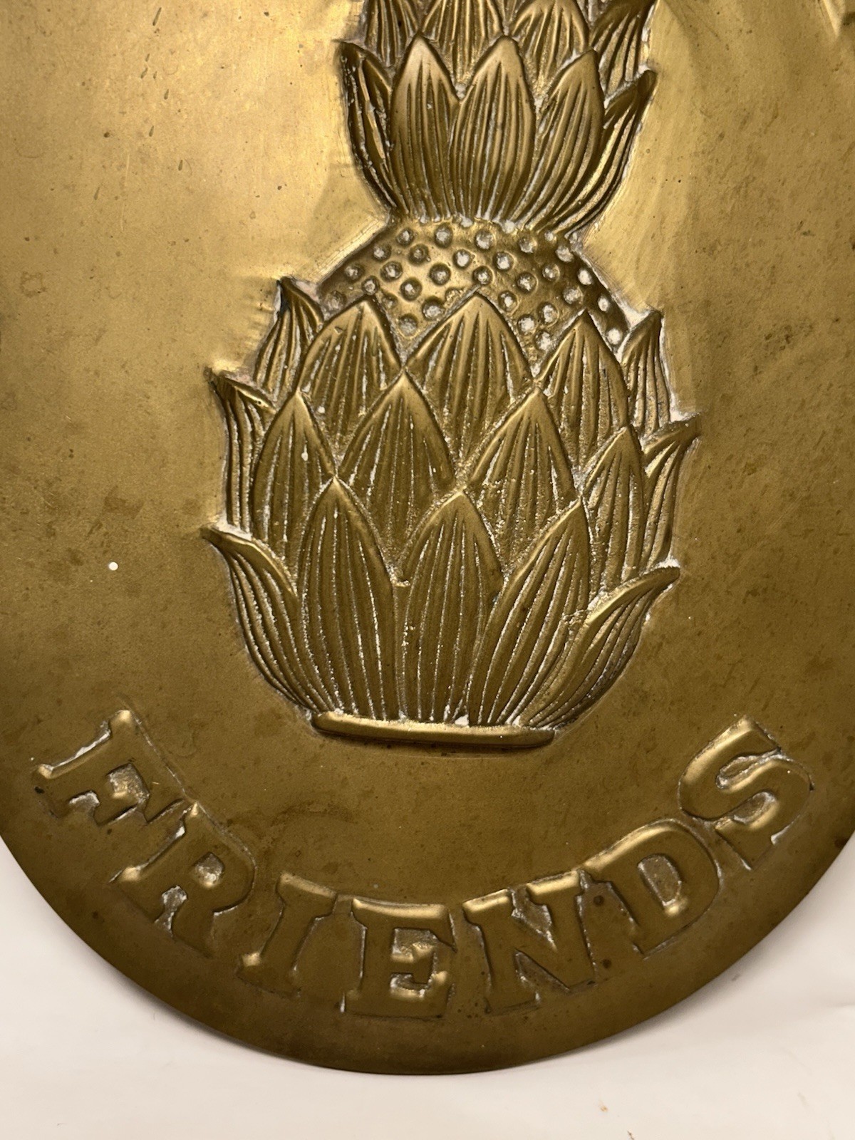 Vintage Solid Brass “Welcome Friends” Plaque Wall Mount 9” Upper Deck 1988