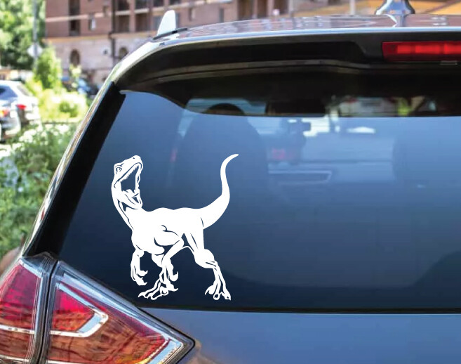 Dinosaur – Roaring Velociraptor #2 – Jurassic Period – 4-21″ wide – DieCut Decal